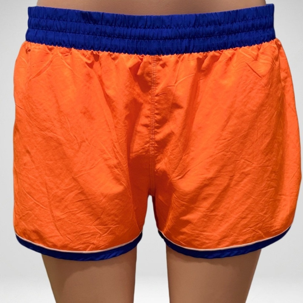 Under Armour HeatGear Running Shorts Orange Blue Semi-Fitted Womens Large